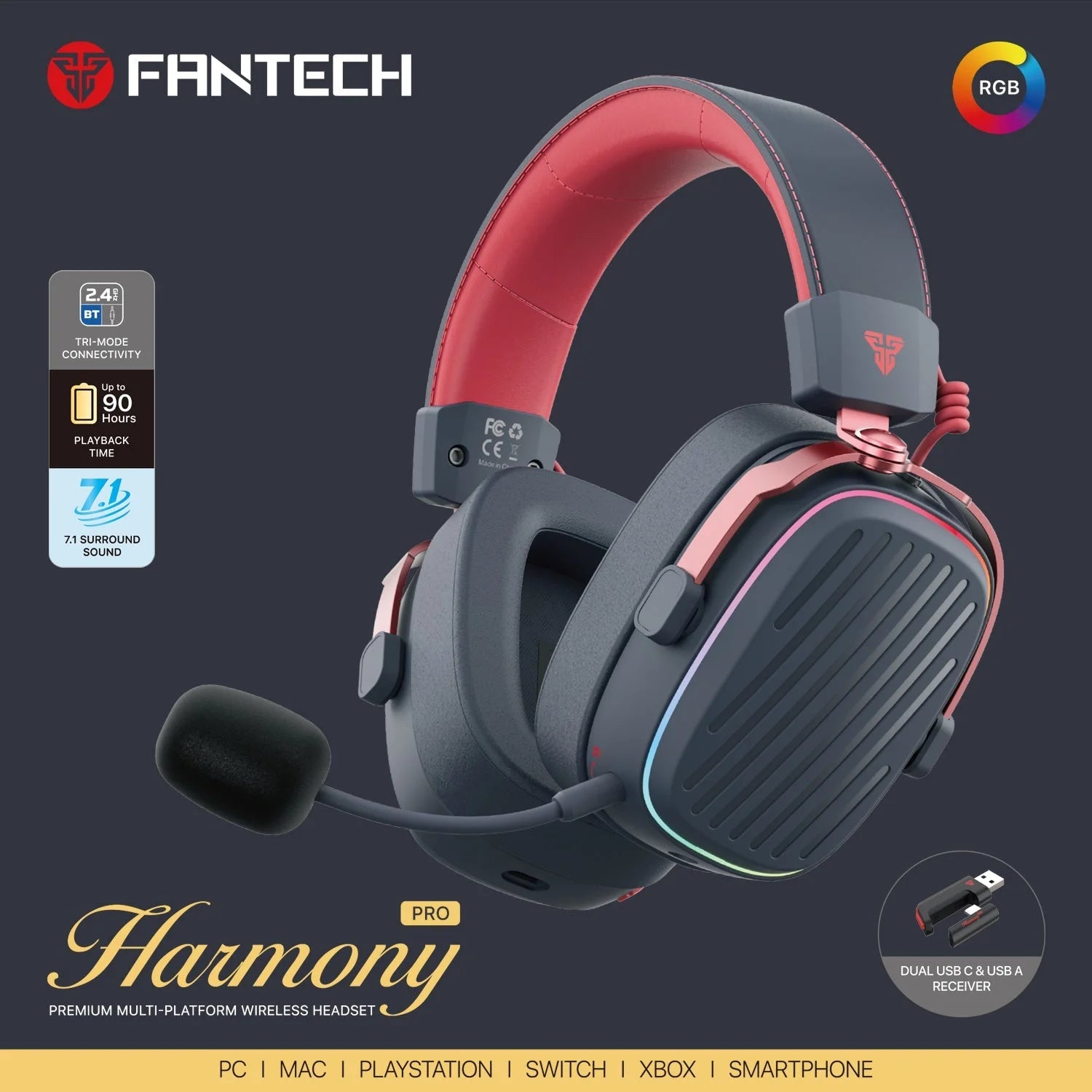 Fantech whg02p harmony pro wireless gaming headset