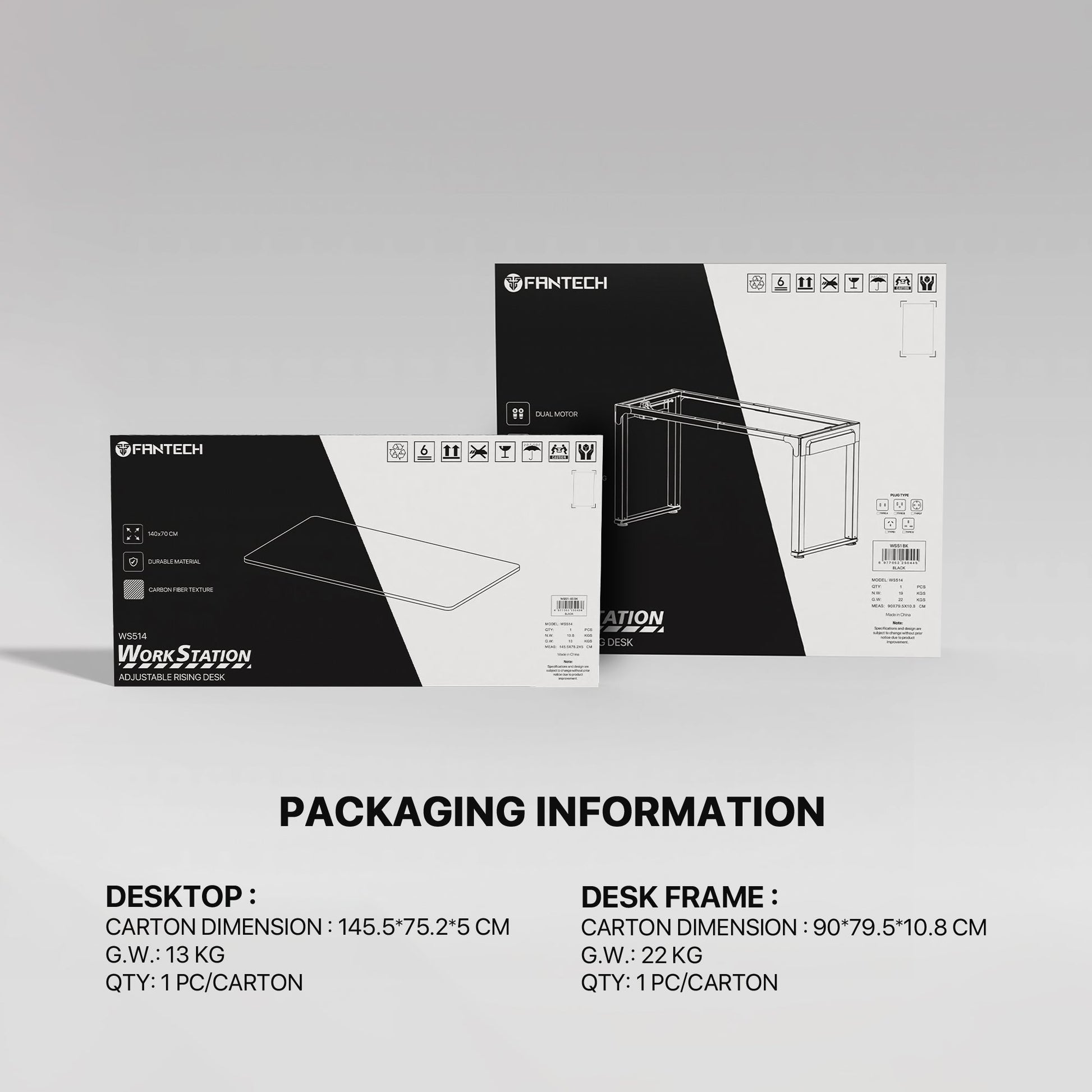 FANTECH WORKSTATION WS514 ADJUSTABLE RISING GAMING DESK Desk & Chair