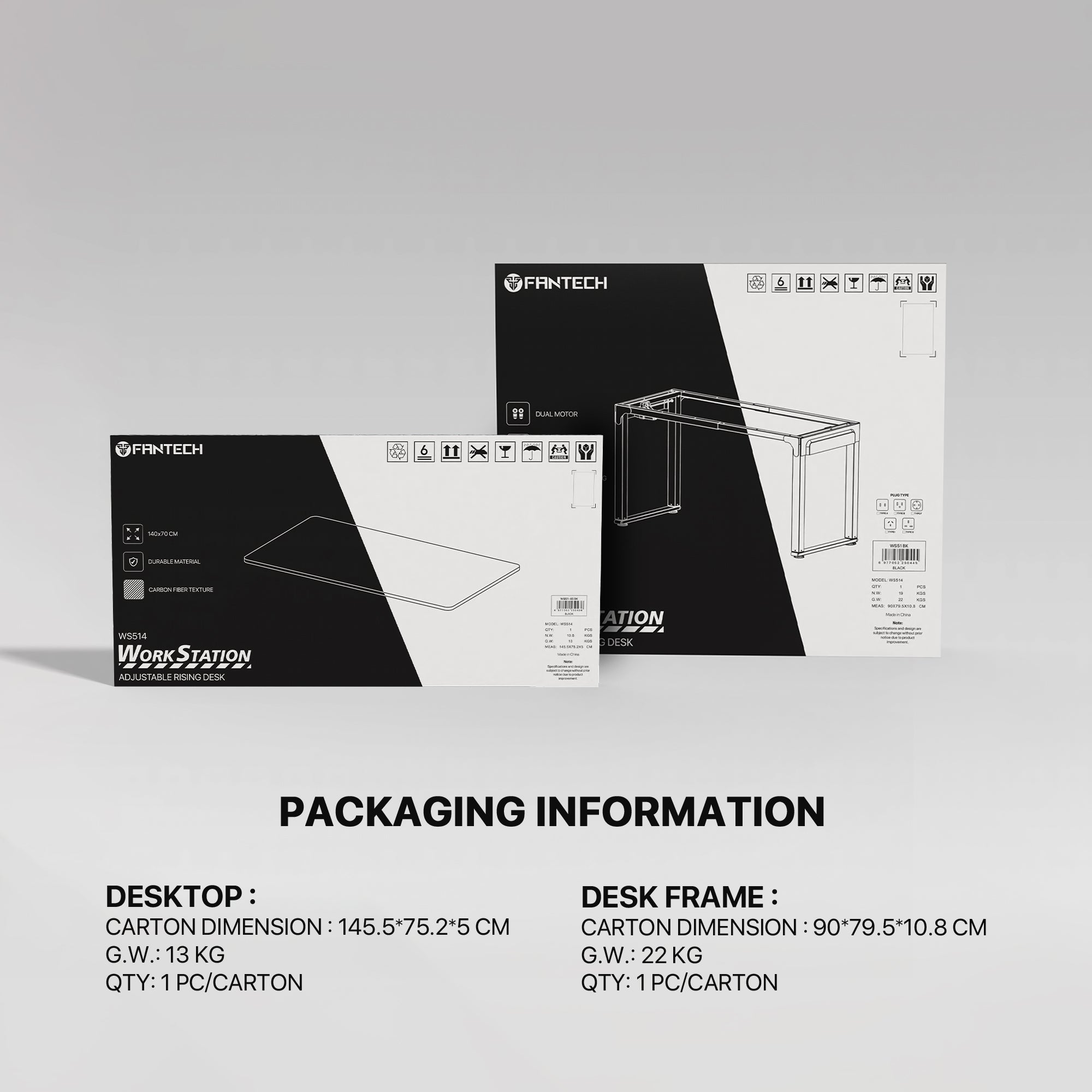 FANTECH WORKSTATION WS514 ADJUSTABLE RISING GAMING DESK Desk & Chair