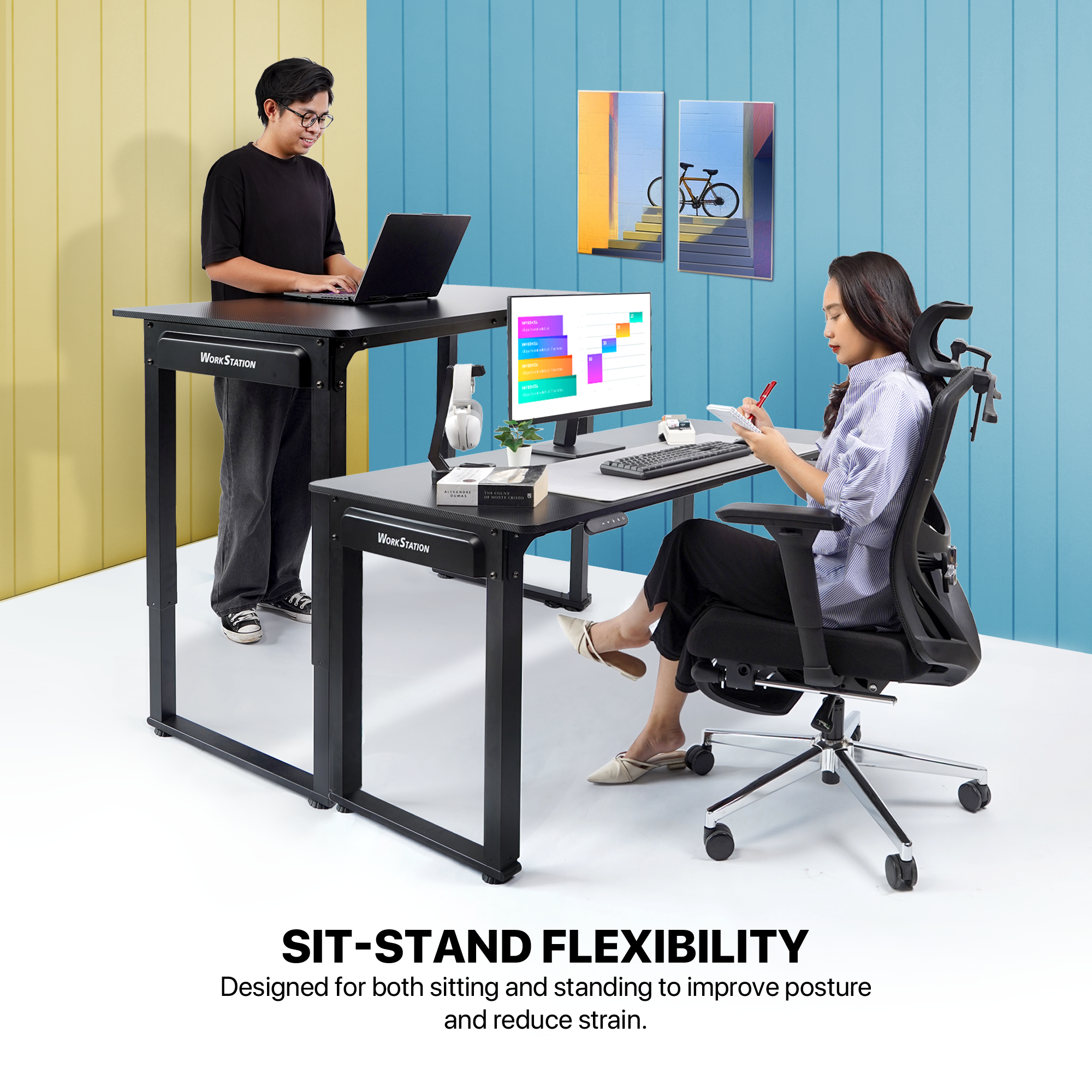 FANTECH WORKSTATION WS514 ADJUSTABLE RISING GAMING DESK Desk & Chair