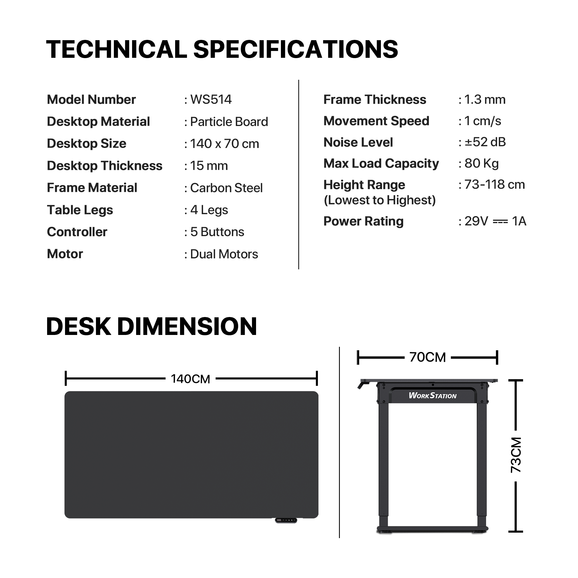 FANTECH WORKSTATION WS514 ADJUSTABLE RISING GAMING DESK Desk & Chair