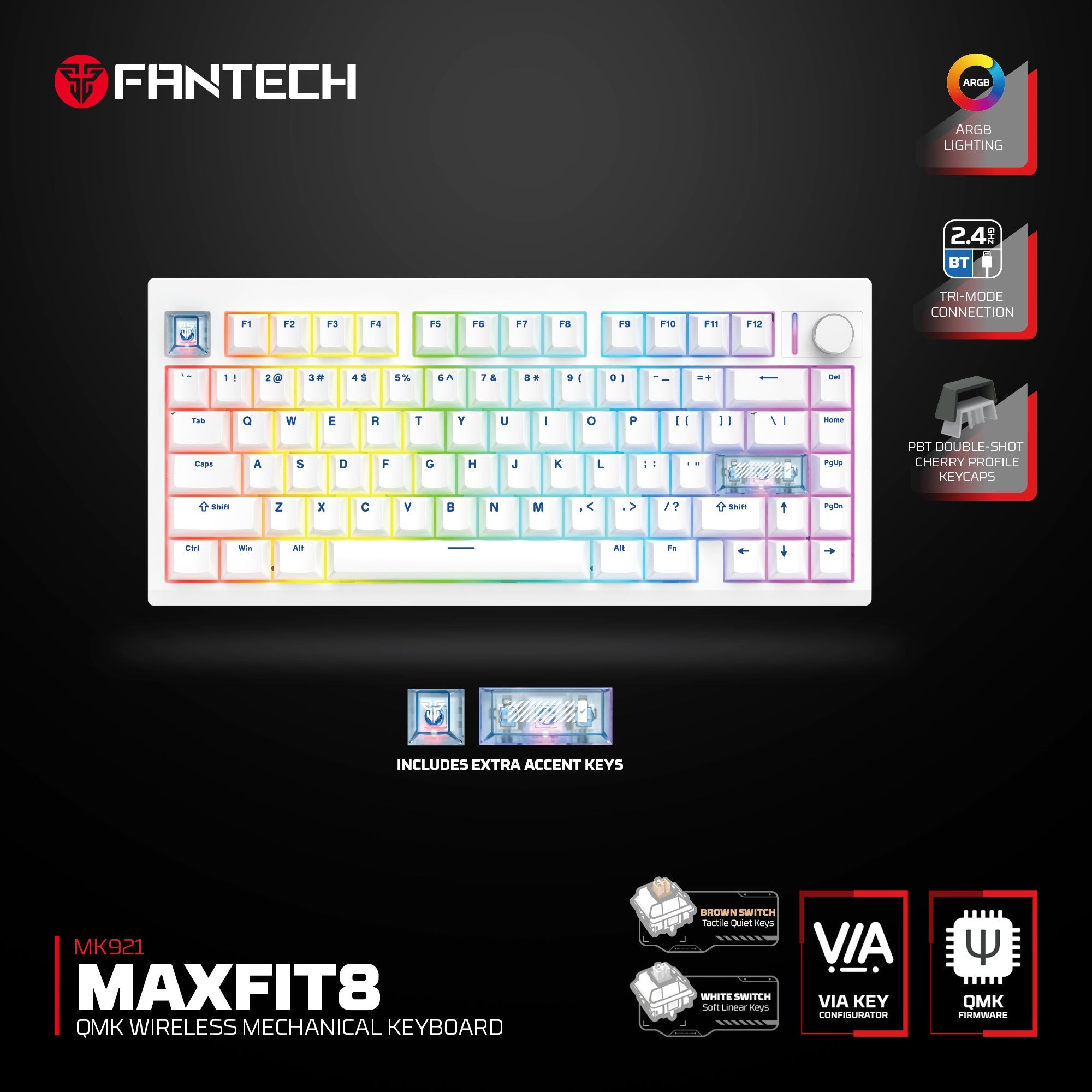 Fantech MK921 MAXFIT8 QMK Mechanical Keyboard  MK921 - - Fun Touch Shop