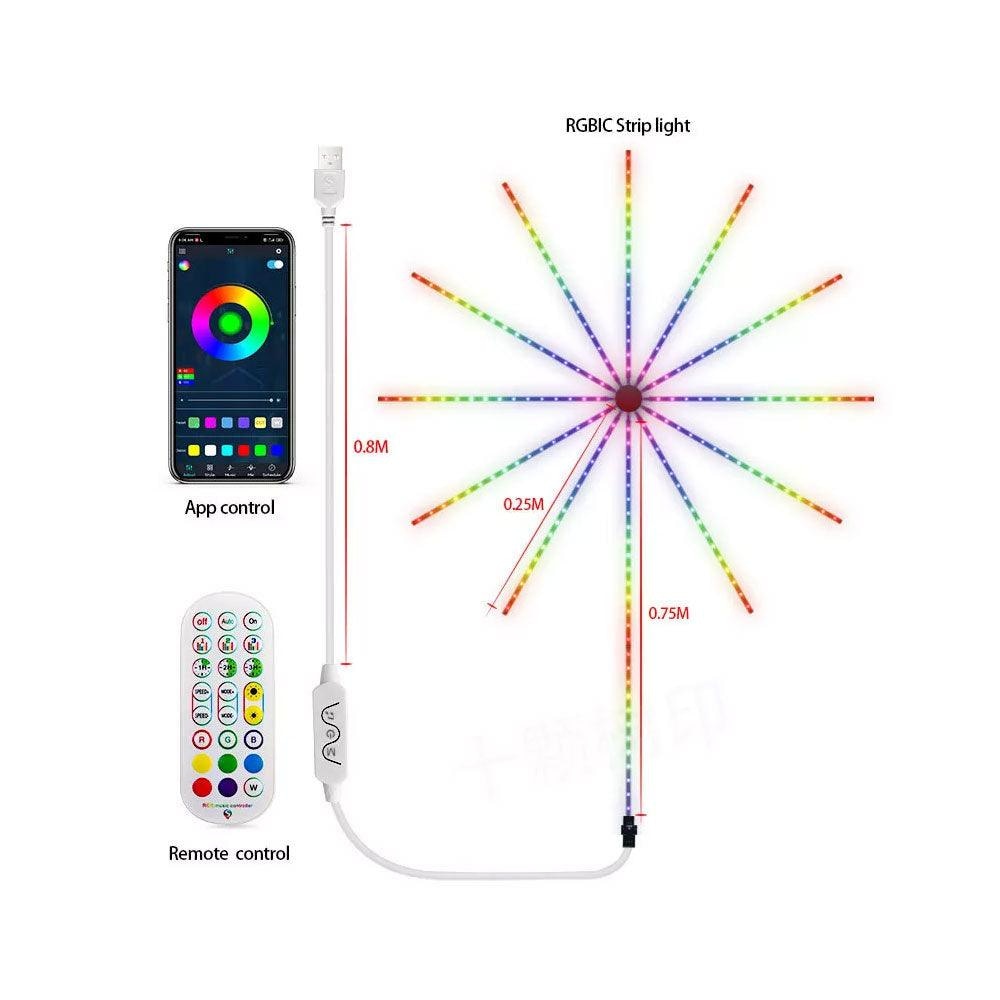 Firework night lamp rgb bluetooth music sound