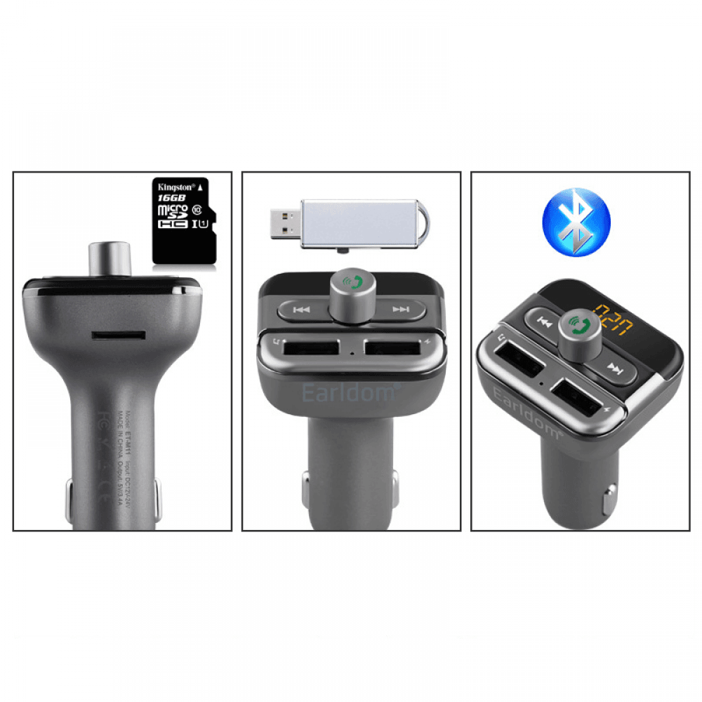 FM Transmitter Earldom M11 Bluetooth USB 3.4A Cables & Chargers