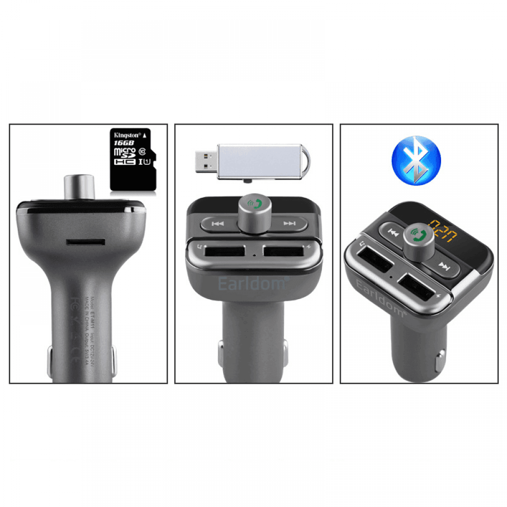 Fm transmitter, earldom, m11, bluetooth, usb, 3.4a - Fun Touch