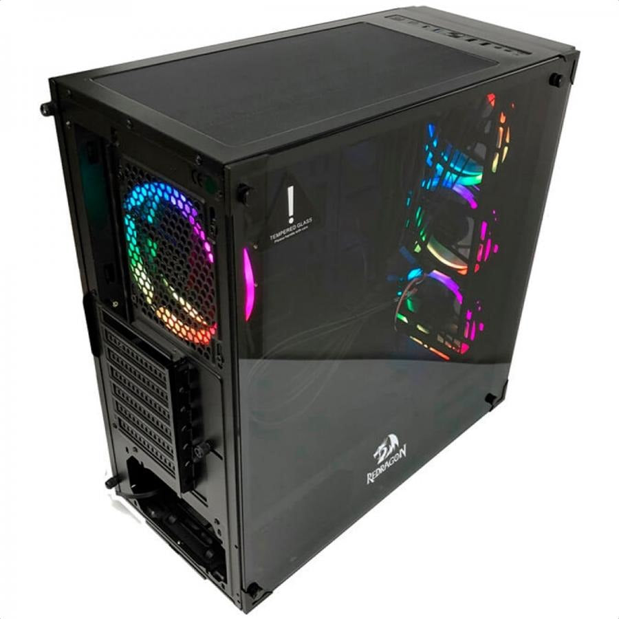 Gabinete redragon wheeljack rgb 3 ventiladores vidrio templado gc-606bk-3rgb