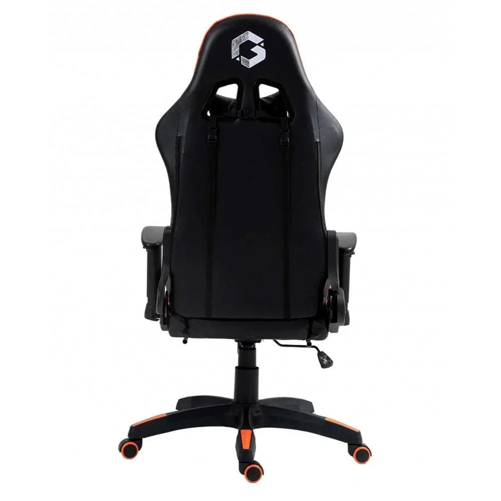 Gameon go-bc4d-bo gaming chair with adjustable 2d armrest and foot rest - orange/black - gaming accessories