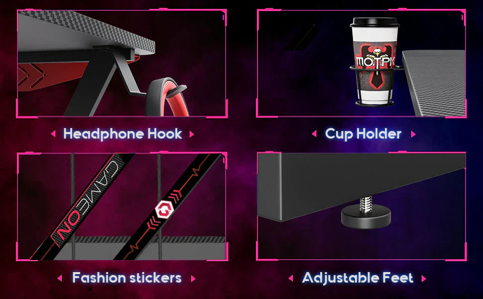 GAMEON L Shaped Slayer I Series Gaming Desk (Size: 129*129*74cm & Table top