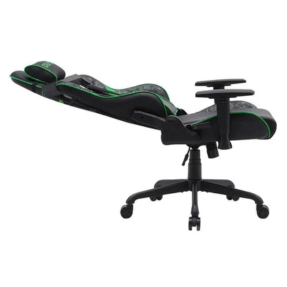 Call of duty (cod) gaming chair with adjustable 2d armrest rotating head and metal base - green/black - gaming chairs