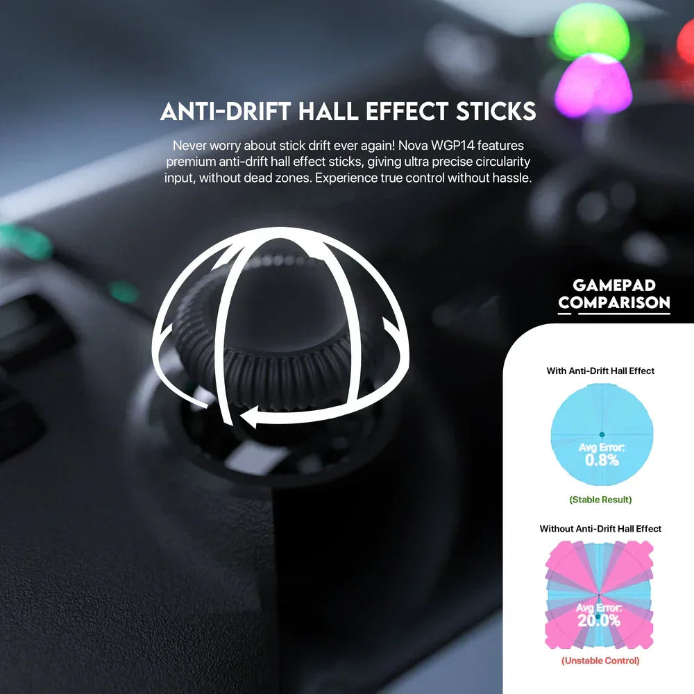 Fantech nova wgp14 multi-platform hall effect gamepad - black - controllers