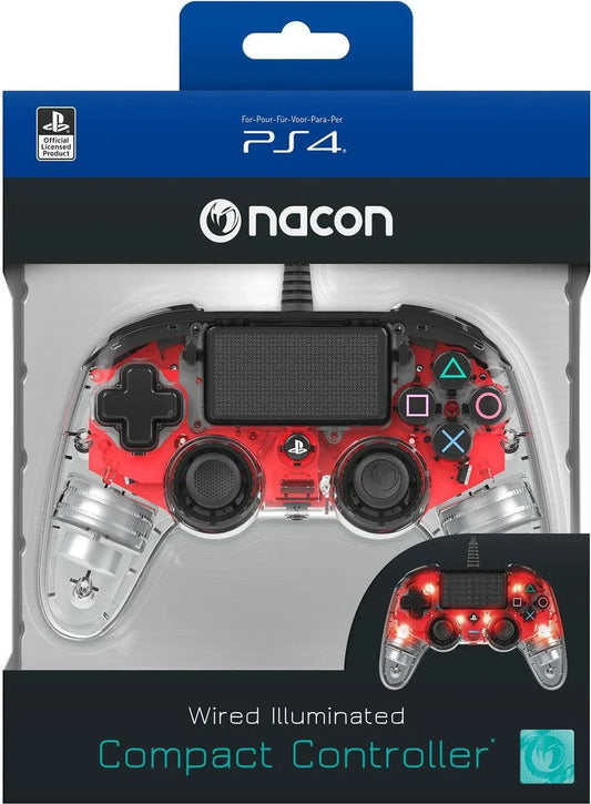 Nacon wired compact controller – light edition red - playstation controllers