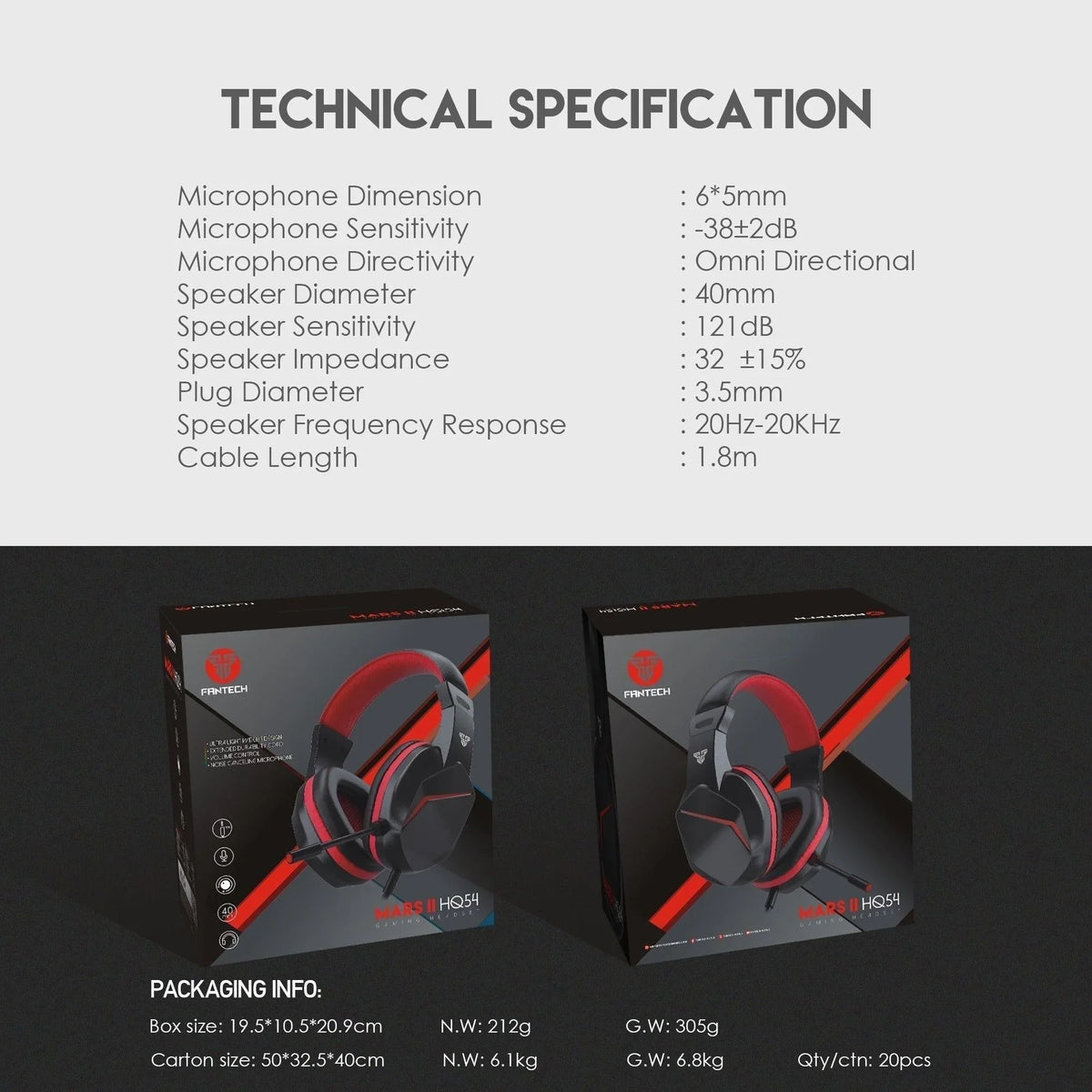 Fantech hq54 mars ii gaming headset headphones with noise cancelling mic - audio | headset 3.5