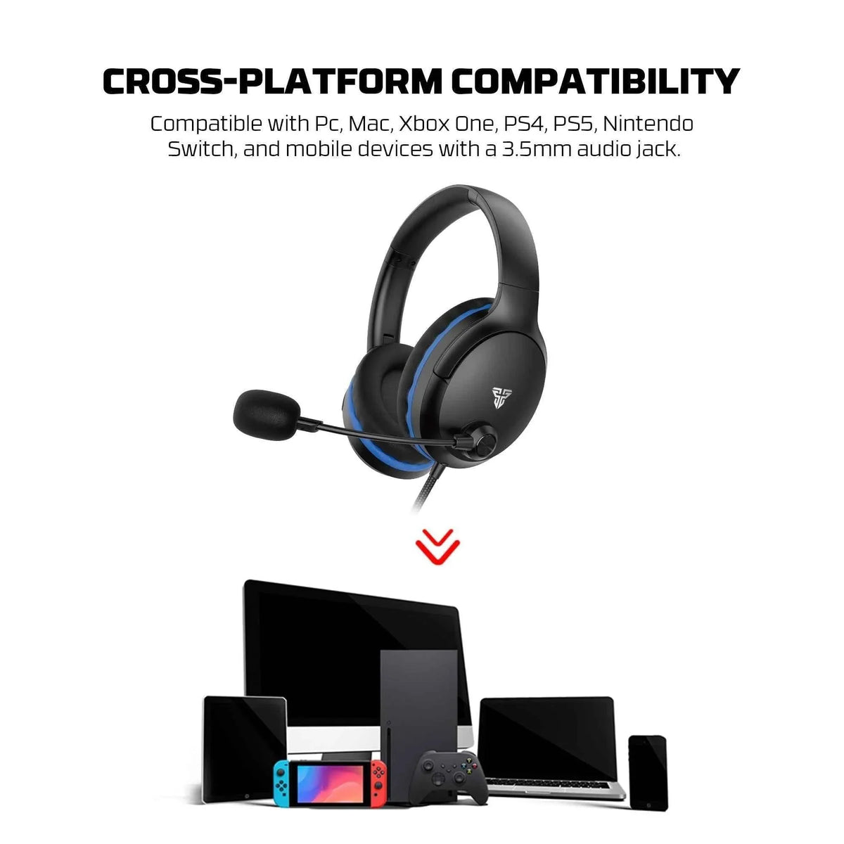 Fantech mh89 valor ii gaming headset - multi-platform gaming headset in black - audio | headset 3.5