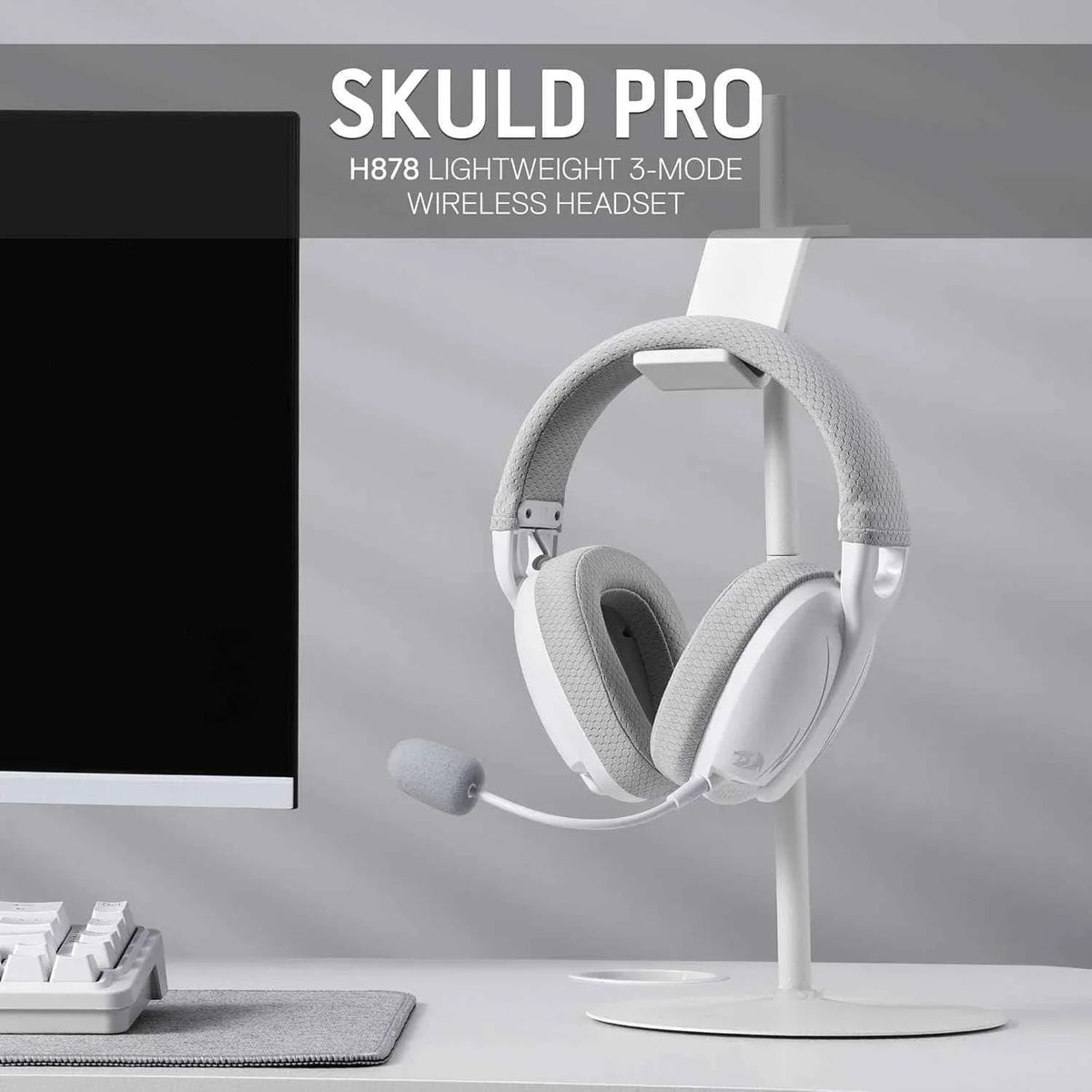 Redragon h878 wireless gaming headset - lightweight 3-mode design with blue lighting and 7.1 surround sound - audio