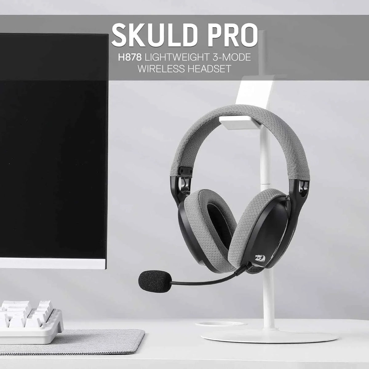 Redragon h878 gaming headset - lightweight wireless 3-mode with blue lighting & 7.1 surround sound - audio | wireless