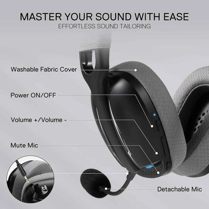 Redragon h878 gaming headset - lightweight wireless 3-mode with blue lighting & 7.1 surround sound - audio | wireless
