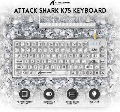 Attack shark k75 rgb transparent mechanical keyboard - keyboards