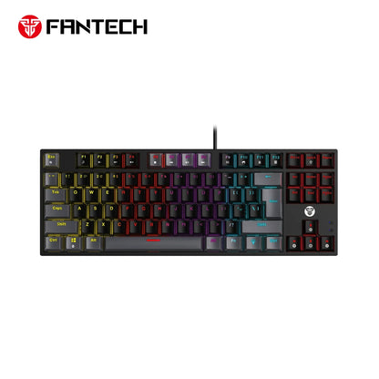Fantech atom mk876v2 keyboard - tkl double injection keycaps mechanical gaming keyboard - black / red