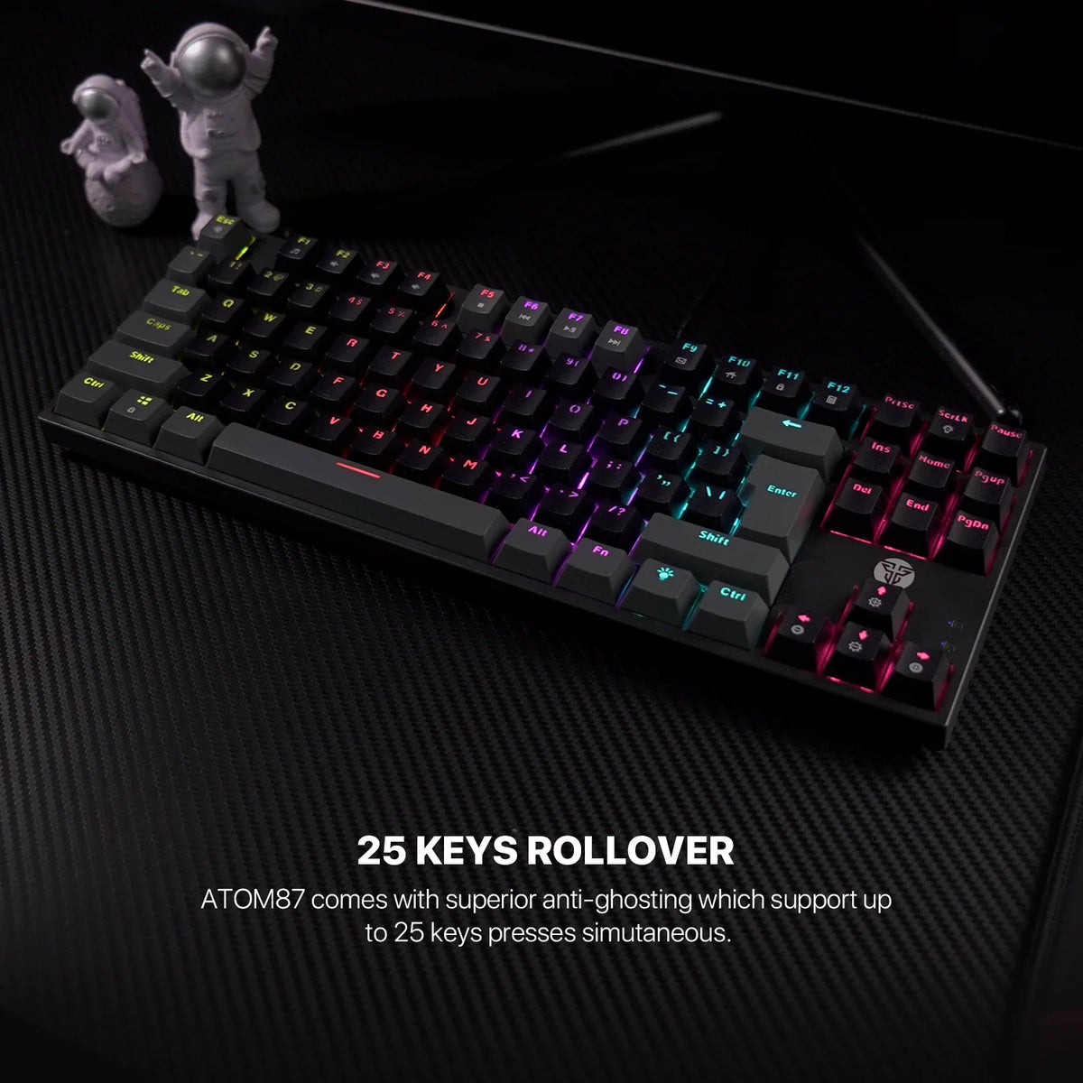 Fantech atom mk876v2 keyboard - tkl double injection keycaps mechanical gaming keyboard