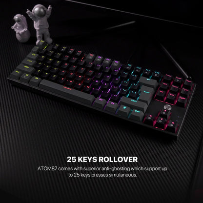 Fantech atom mk876v2 keyboard - tkl double injection keycaps mechanical gaming keyboard