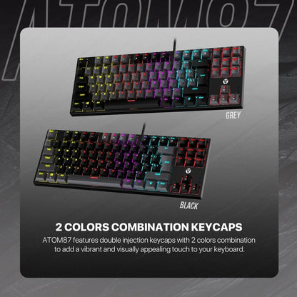 Fantech atom mk876v2 keyboard - tkl double injection keycaps mechanical gaming keyboard