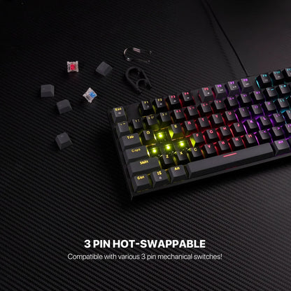 Fantech atom mk876v2 keyboard - tkl double injection keycaps mechanical gaming keyboard