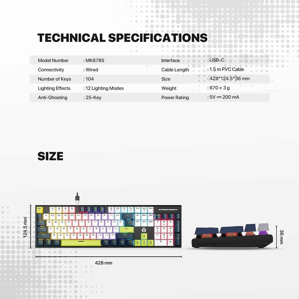 Fantech atom104s mk878s mechanical gaming keyboard mori edition black - keyboard