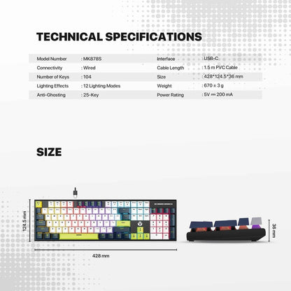 Fantech atom104s mk878s mechanical gaming keyboard mori edition black - keyboard