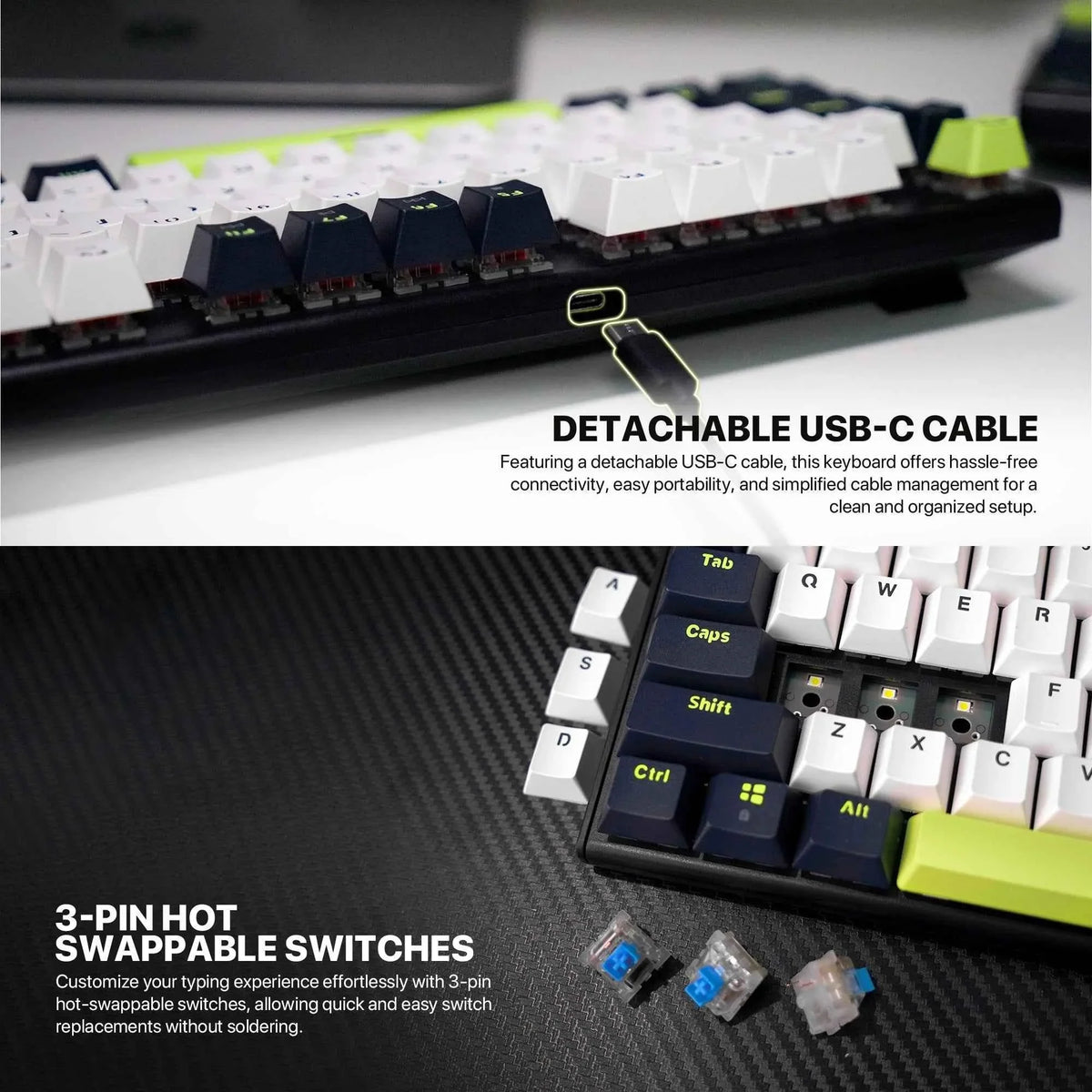 Fantech atom104s mk878s mechanical gaming keyboard mori edition white - keyboard