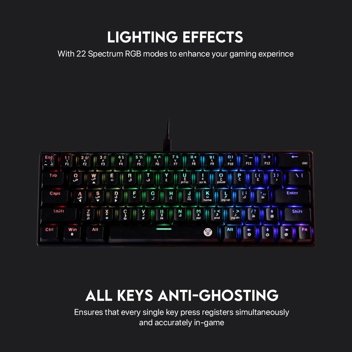 Fantech atom63 mk859 keyboard - arabic/english mechanical gaming keyboard - keyboard