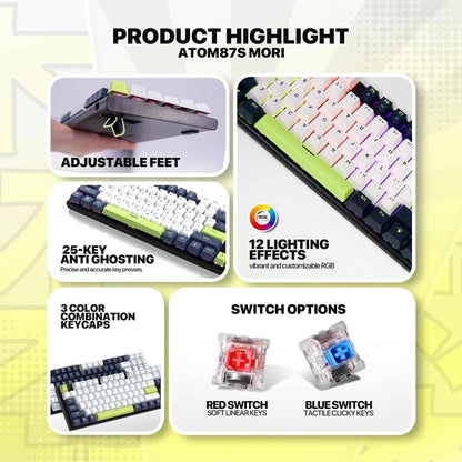 Fantech atom87s mk877s keyboard - mori edition white mechanical gaming keyboard - keyboard