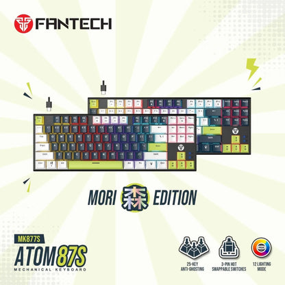 Fantech atom87s mk877s mechanical keyboard - mori edition white for premium performance and style - keyboard