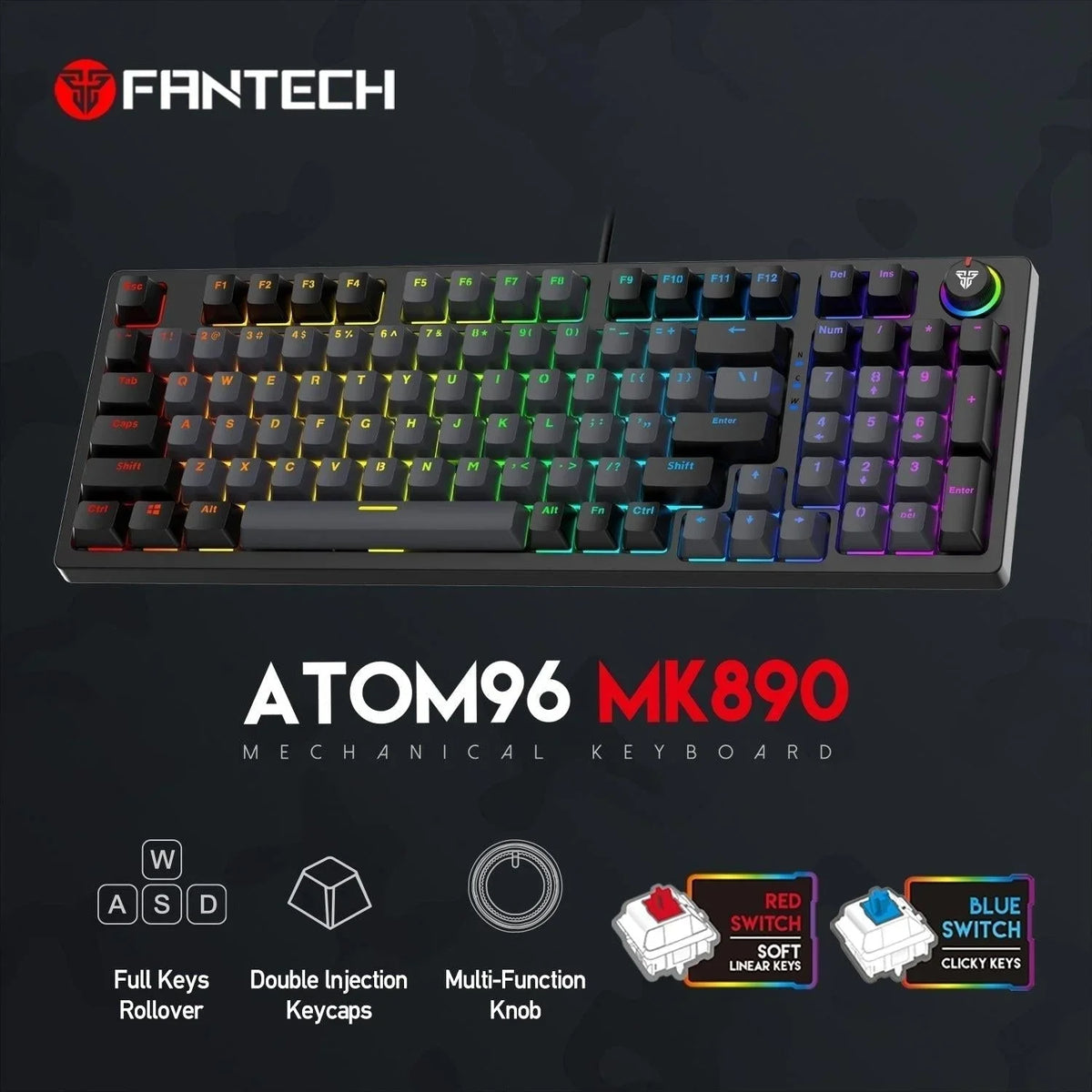 Fantech atom96 mk890 keyboard for ultimate gaming performance - keyboard