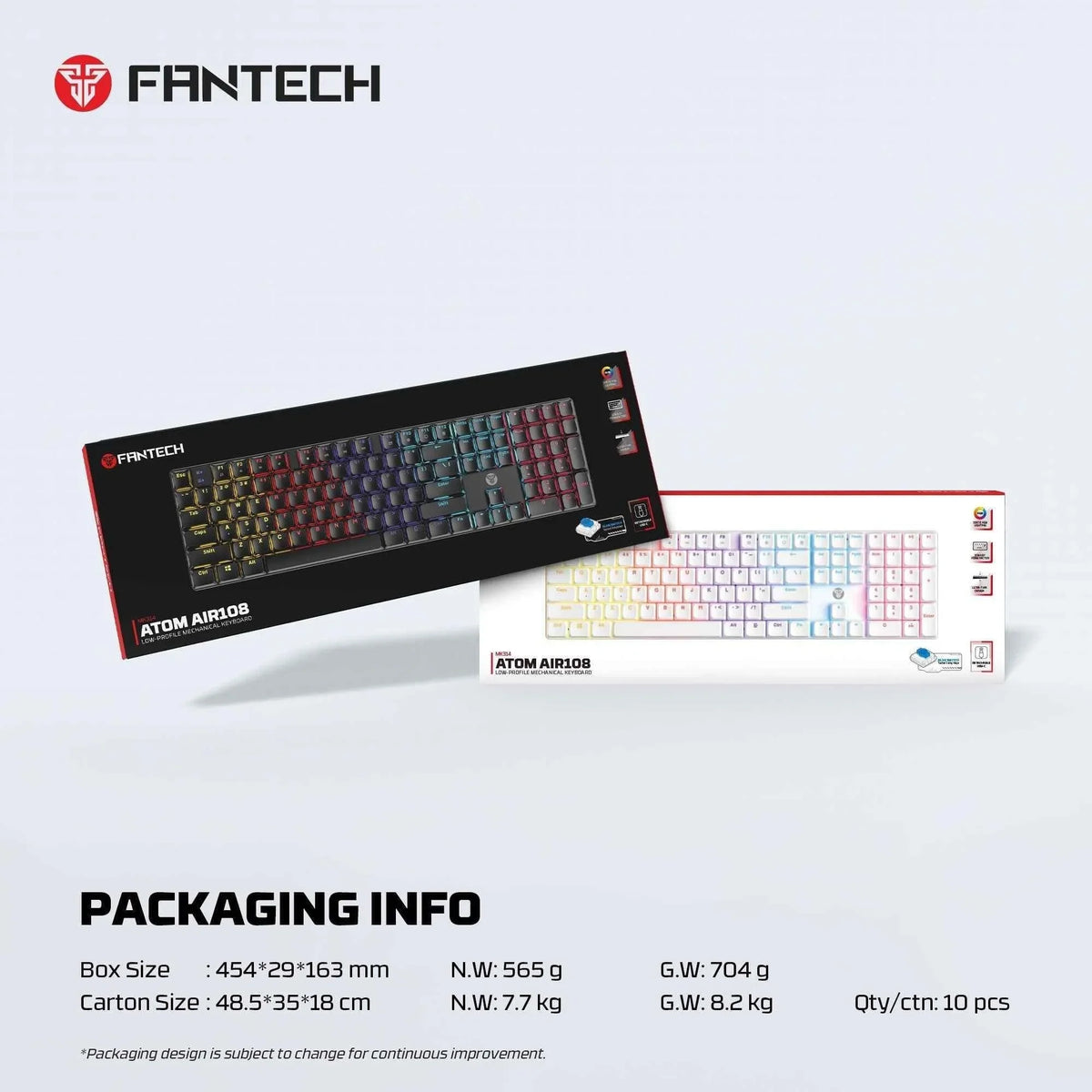 Fantech atomair108 mk314 mechanical keyboard low-profile white - keyboard
