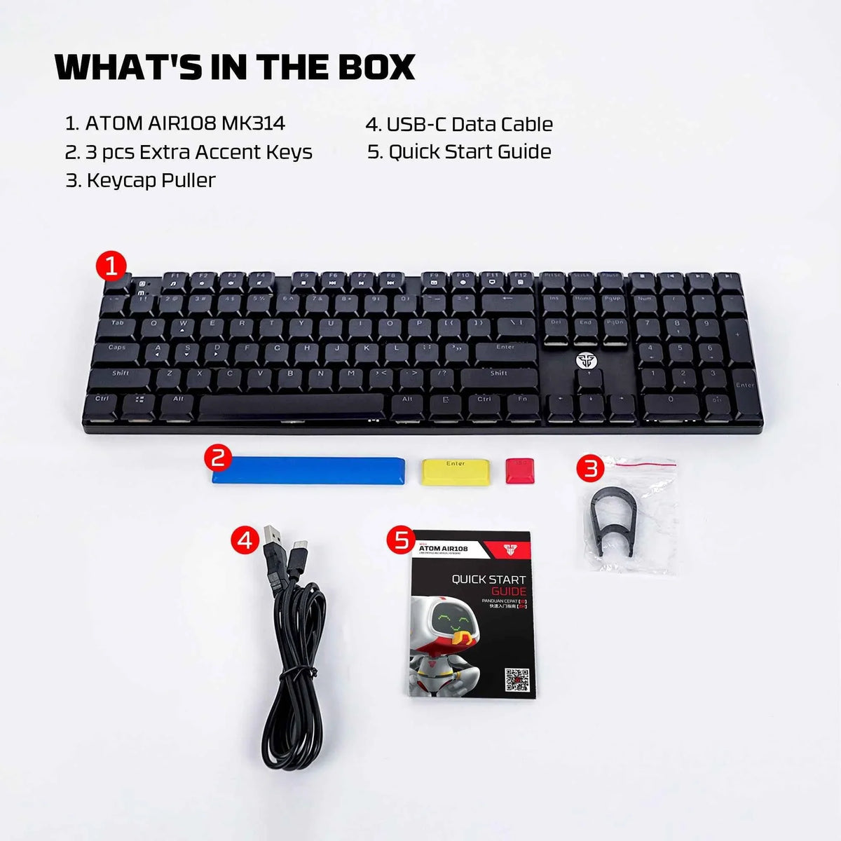 Fantech atomair108 mk314 mechanical keyboard low-profile white - keyboard
