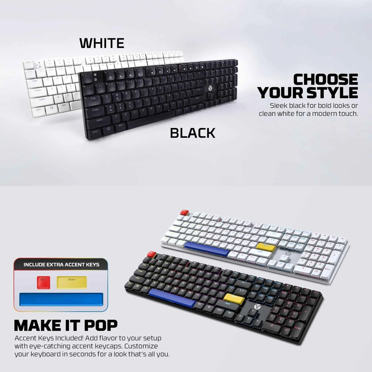 Fantech atomair108 mk314 mechanical keyboard low-profile white - keyboard