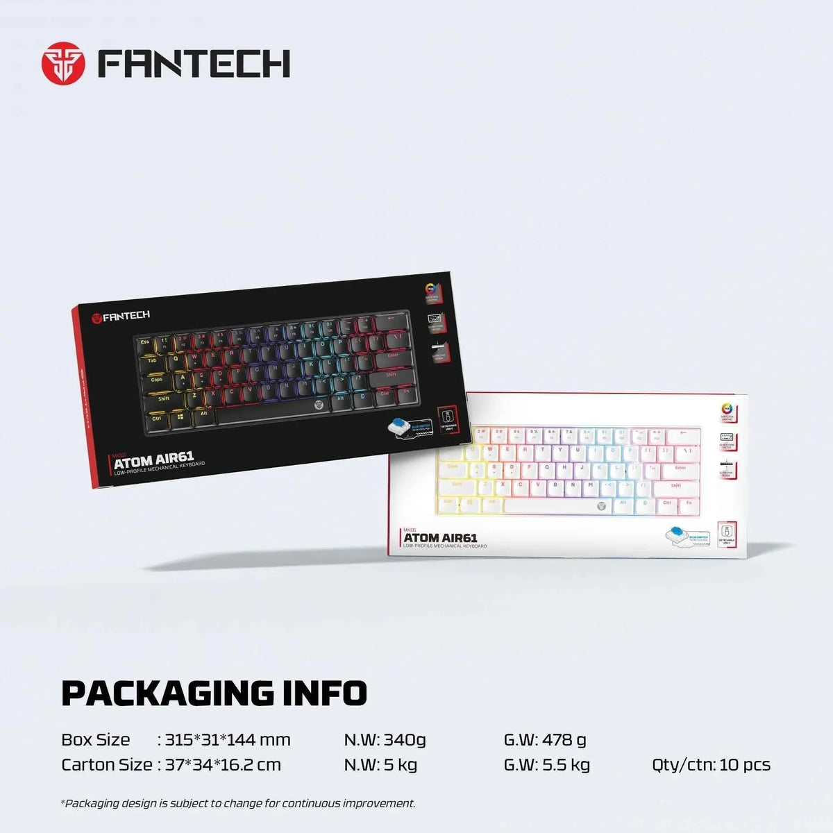 Fantech atomair61 mk311 keyboard - low-profile mechanical keyboard for ultimate gaming experience - keyboard