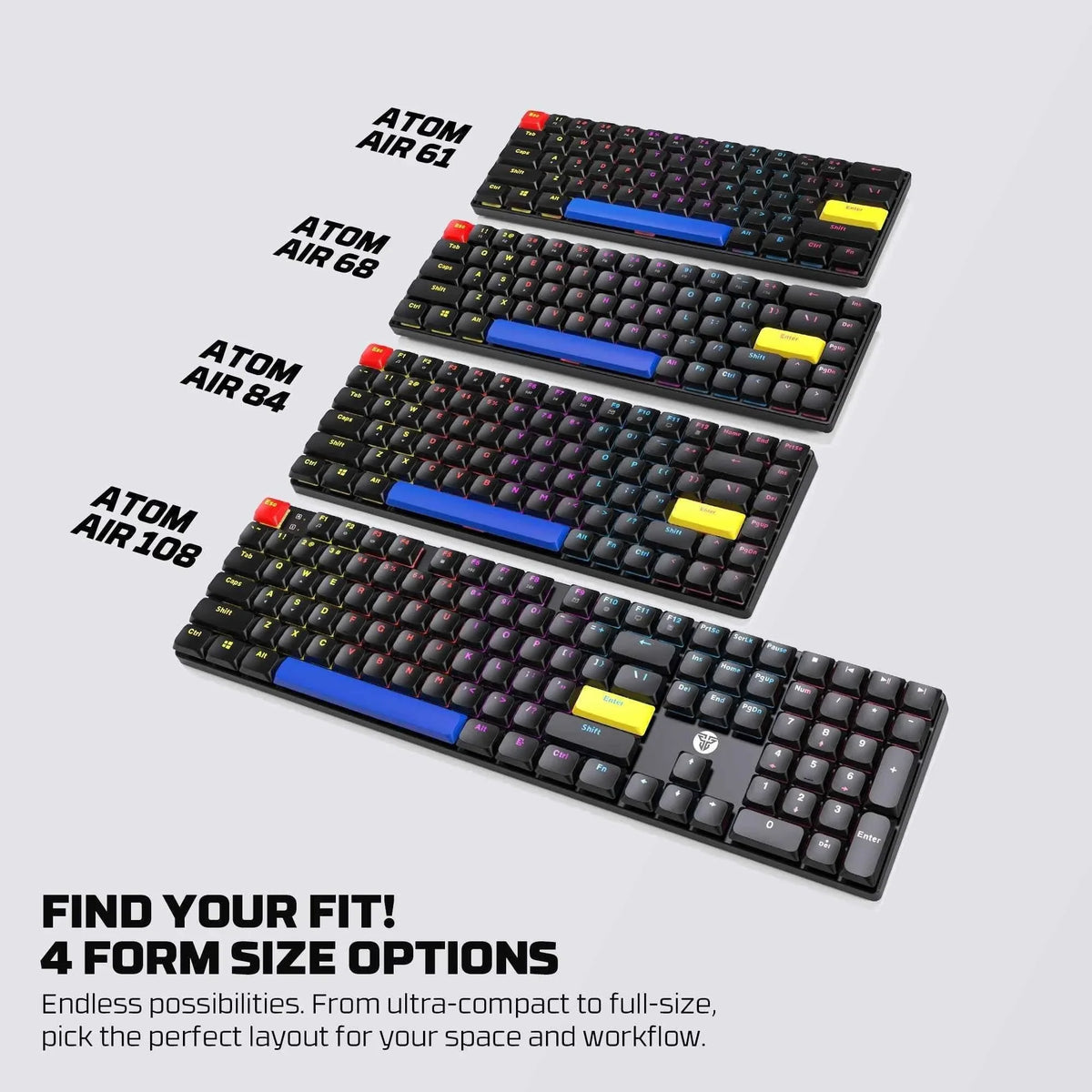 Fantech atomair61 mk311 keyboard - low-profile mechanical keyboard for ultimate gaming experience - keyboard