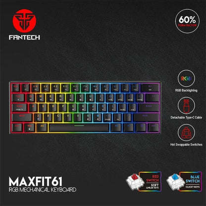 Fantech maxfit61 mk857 rgb mechanical keyboard - keyboard