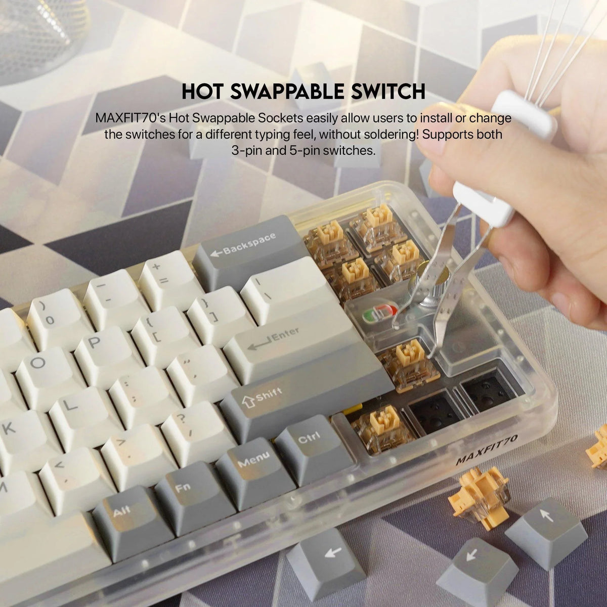 Fantech maxfit70 mk911 gaming keyboard - vibe edition epic greyscale mechanical gaming keyboard - keyboard