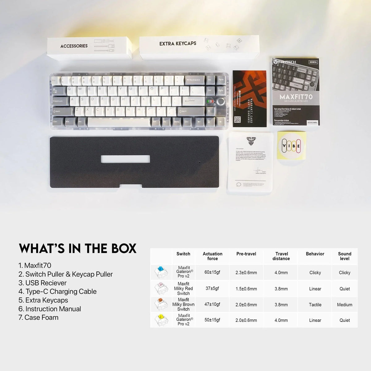 Fantech maxfit70 mk911 gaming keyboard vibe edition grand cobalt - keyboard
