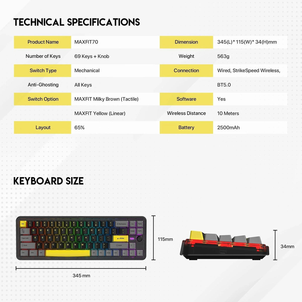 Fantech maxfit70 mk911 gaming keyboard vibe edition grand cobalt - keyboard