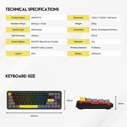 Fantech maxfit70 mk911 gaming keyboard vibe edition grand cobalt - keyboard