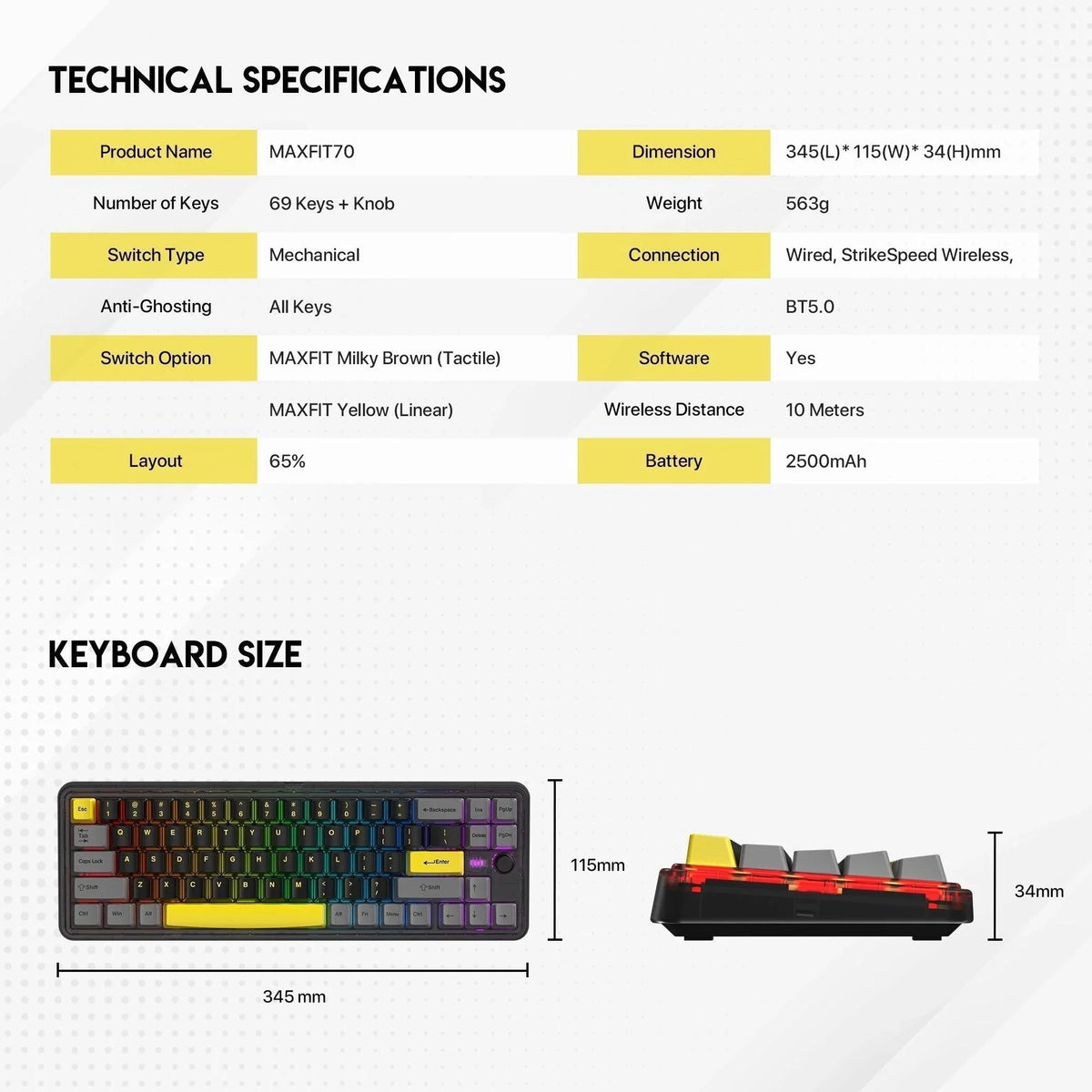 Fantech maxfit70 mk911 vibe edition keyboard - ultimate performance and style for gaming - keyboard
