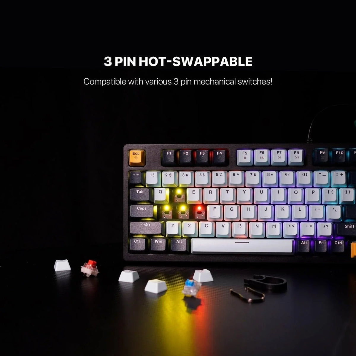 Fantech mk890v2 atom gaming keyboard mizu edition navy blue - rgb mechanical gaming keyboard