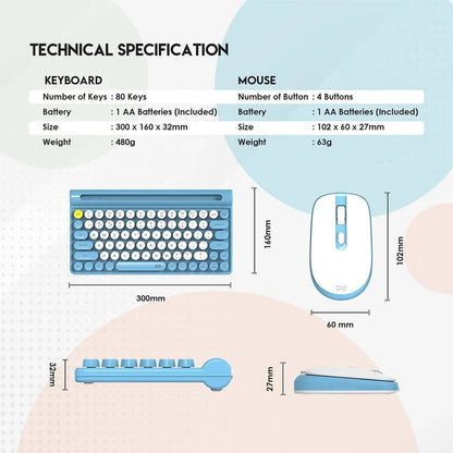 Fantech mochi wireless keyboard mouse combo set for windows - 80 keys