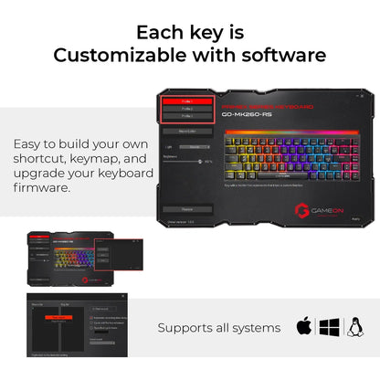 Gameon primex series go-mk260-rs 60% rgb mechanical - keyboards