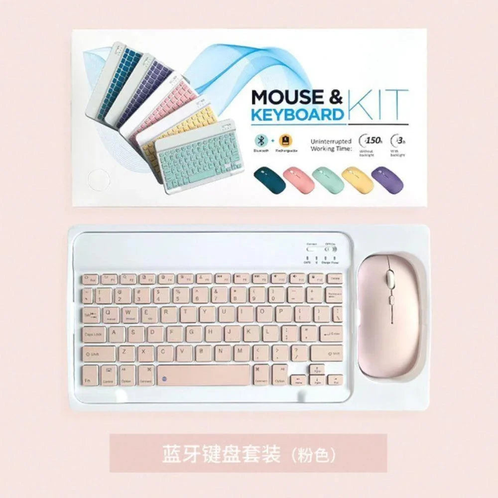 Keyboard and mouse set compatible with android ios and windows - pink - bundle