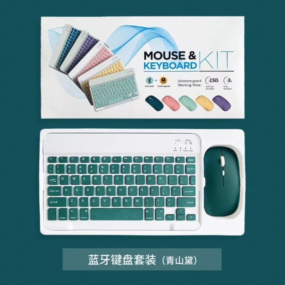 Keyboard and mouse set compatible with android ios and windows - green - bundle