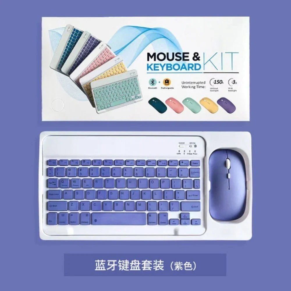 Keyboard and mouse set compatible with android ios and windows - purple - bundle